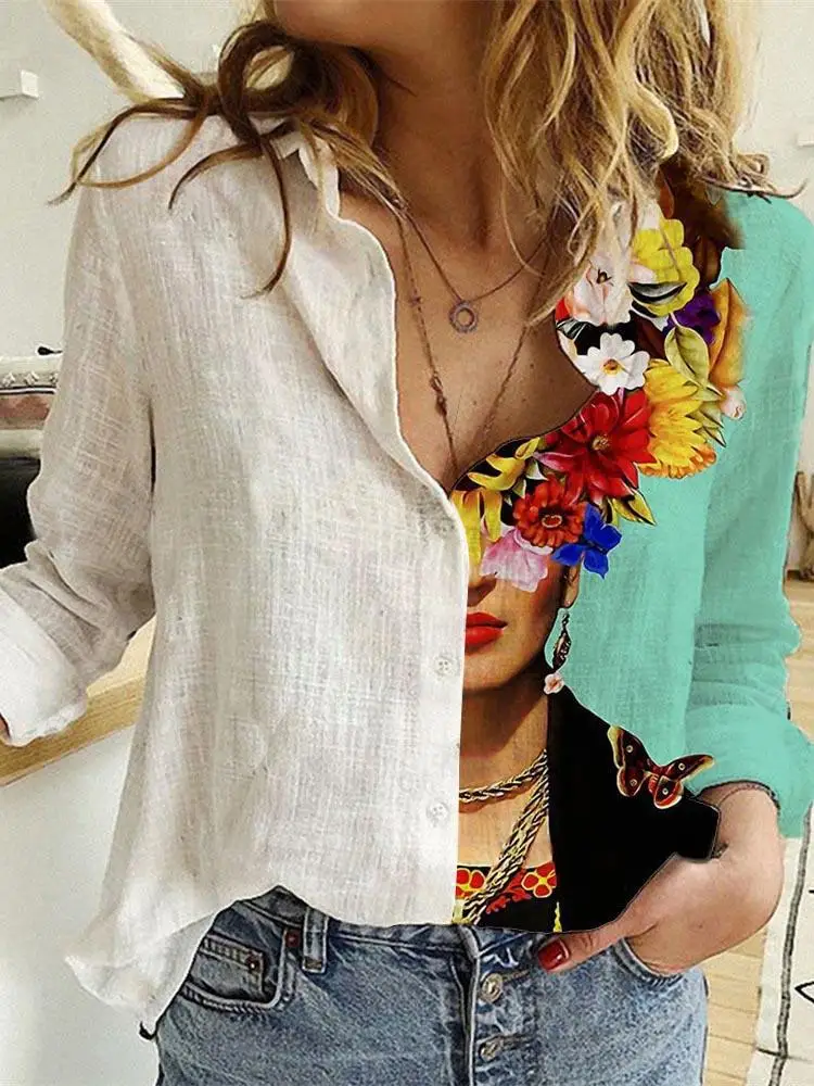 Shirt Camp Collar - Women Spring And Autumn Long Sleeve