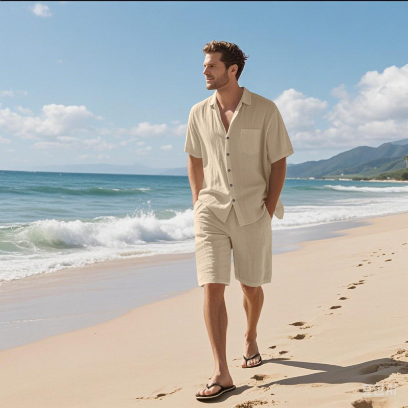 Men Linen Blend Camp Collar Sh - Linen Shirt Breathable review and price