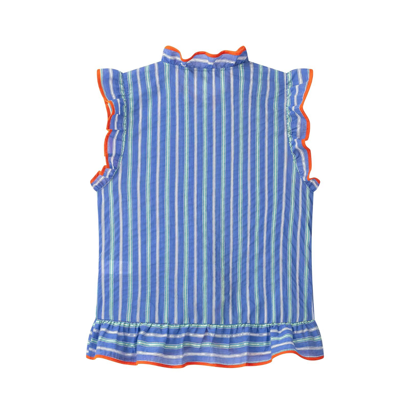 Women's blue vertical striped  - Shirt Camp Collar review and price