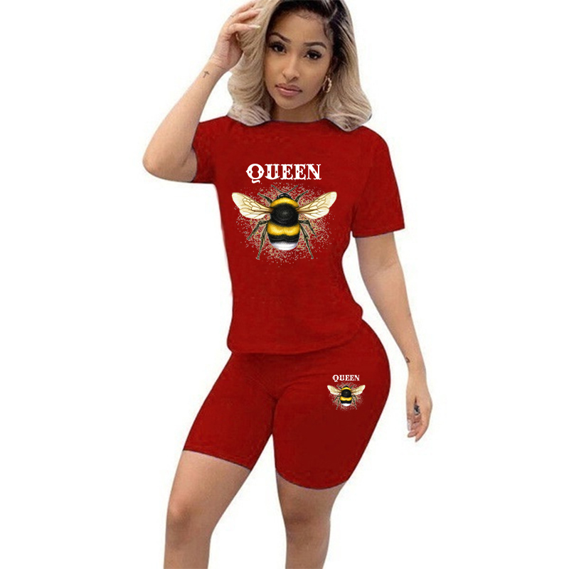 Women Two Piece Set Summer Sho - Tee Graphic Print review and price