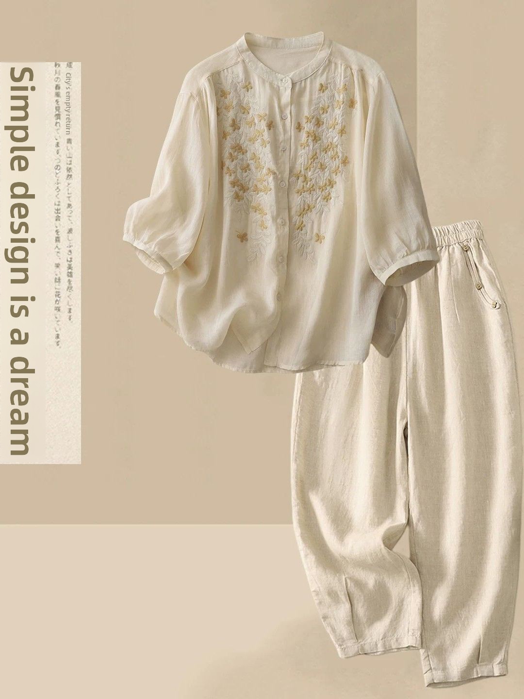Summer Casual Cotton Linen Set - Linen Shirt Breathable review and price