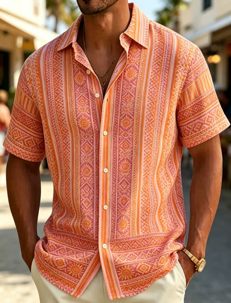 Men's Short Sleeve Shirt Lapel - Resort Shirt Floral review and price