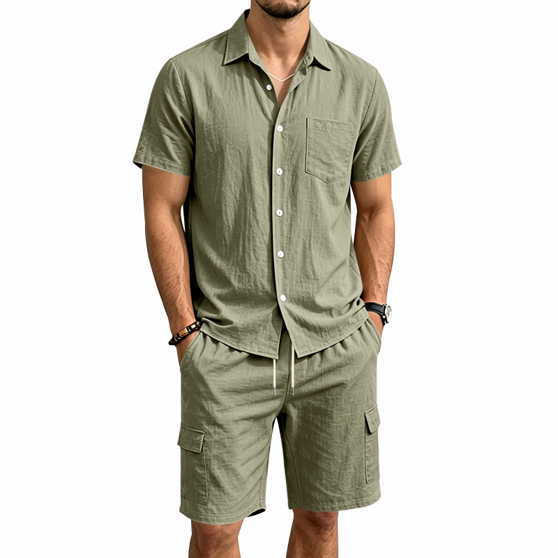 Men Summer American Linen Two  - Linen Shirt Breathable review and price