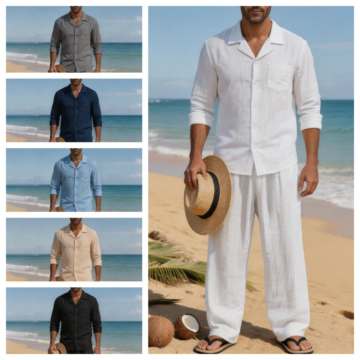 Linen Men's Casual Loose Breat - Linen Shirt Breathable review and price