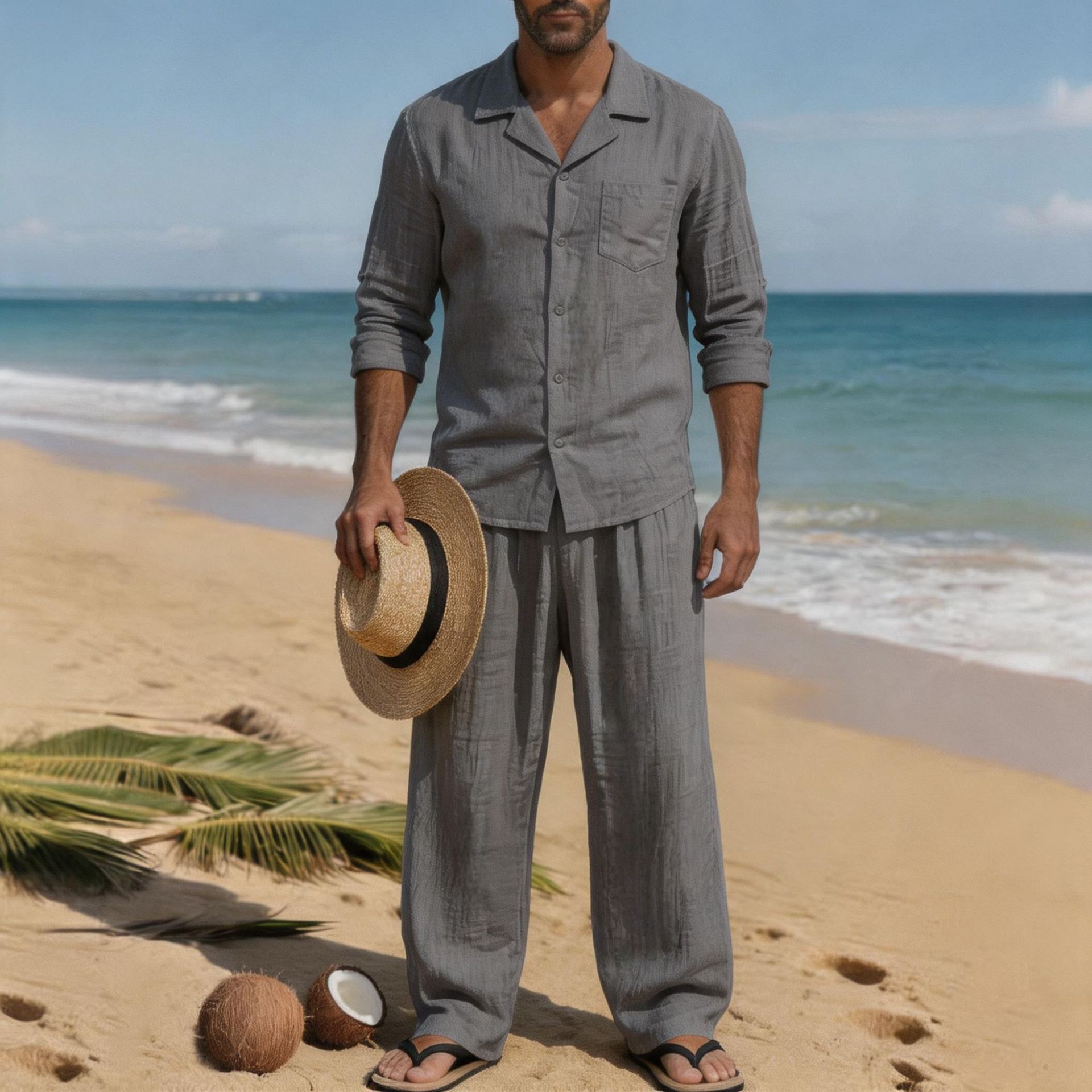 Linen Men's Casual Loose Breat - Linen Shirt Breathable review and price
