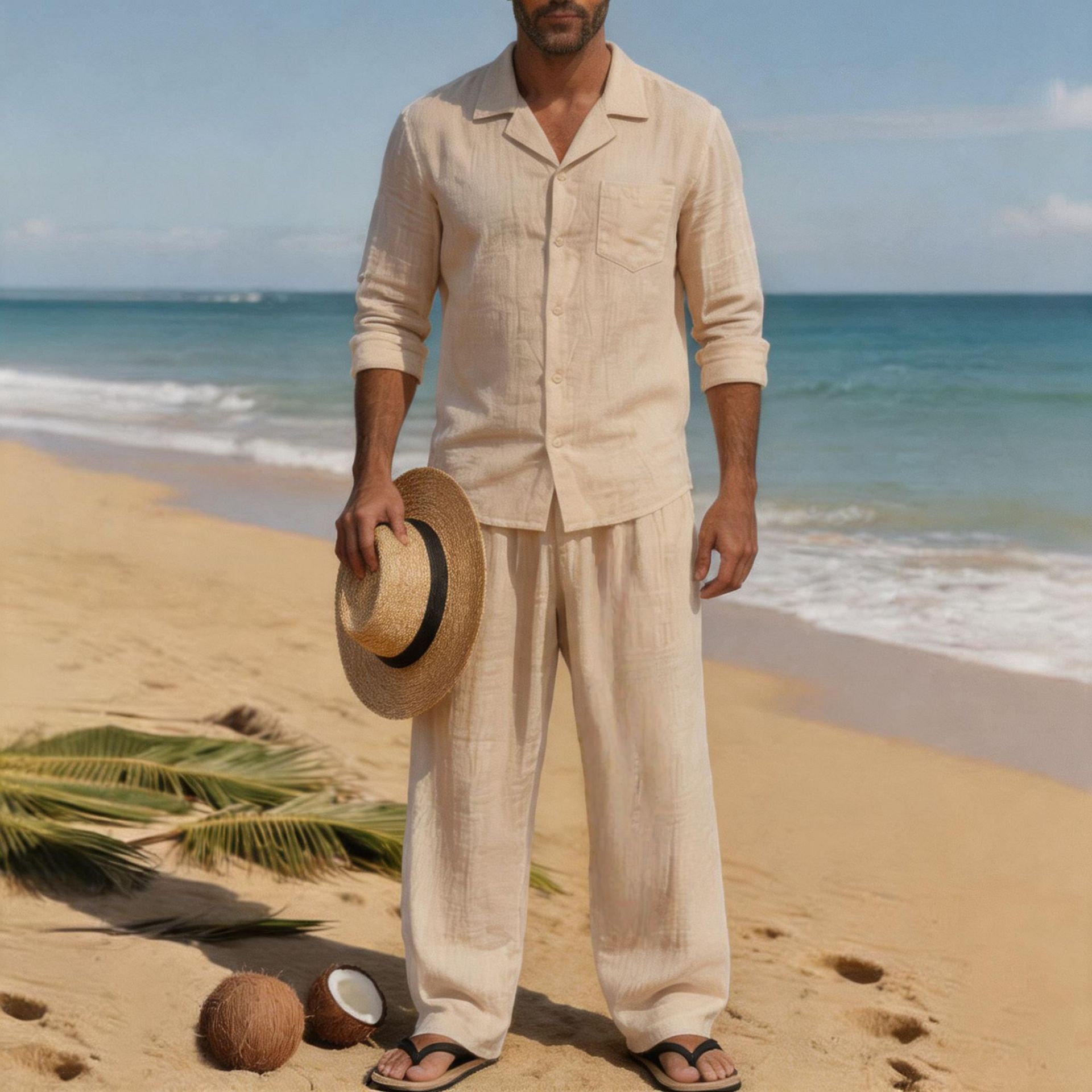 Linen Men's Casual Loose Breat - Linen Shirt Breathable review and price
