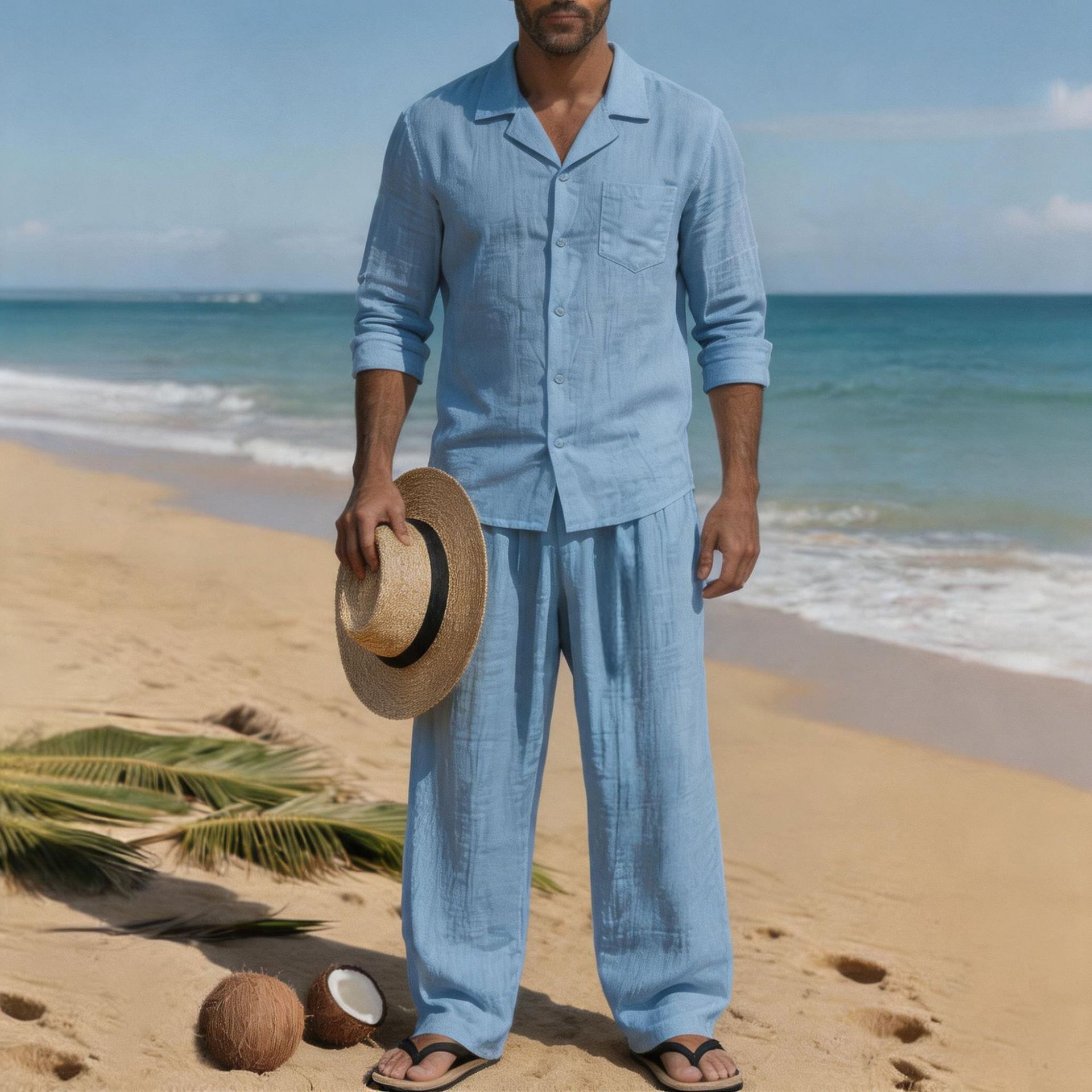 Linen Men's Casual Loose Breat - Linen Shirt Breathable review and price